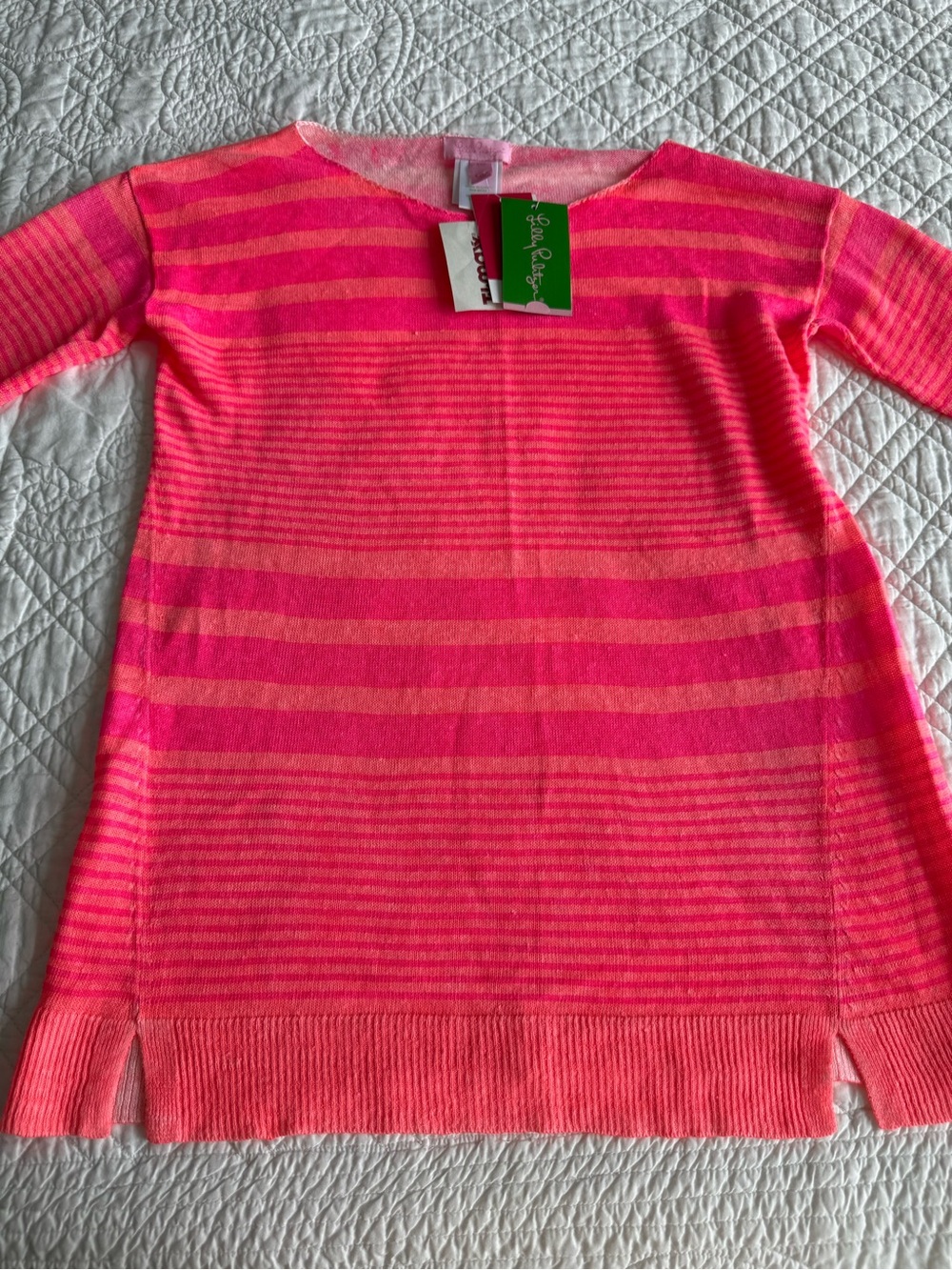 Lilly Pulitzer Bright Pink and Coral Striped Knit Top